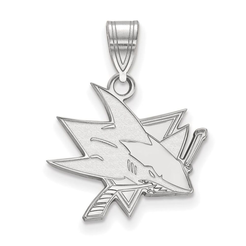 10K White Gold NHL San Jose Sharks Medium Pendant